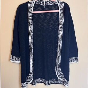Torrid Black and White Open Front Cardigan